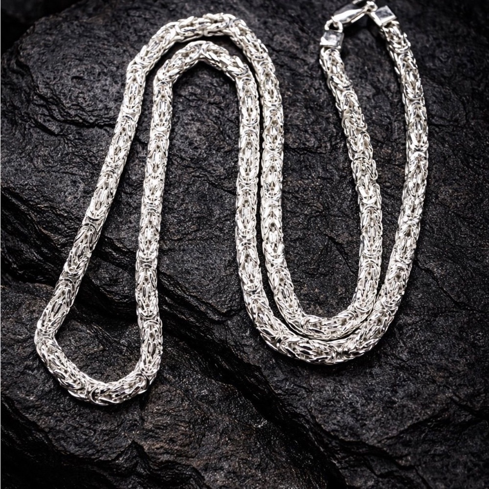 925 Sterling Silver Byzantine Chain Men’s Necklace Size 26” - Picture 10 of 17